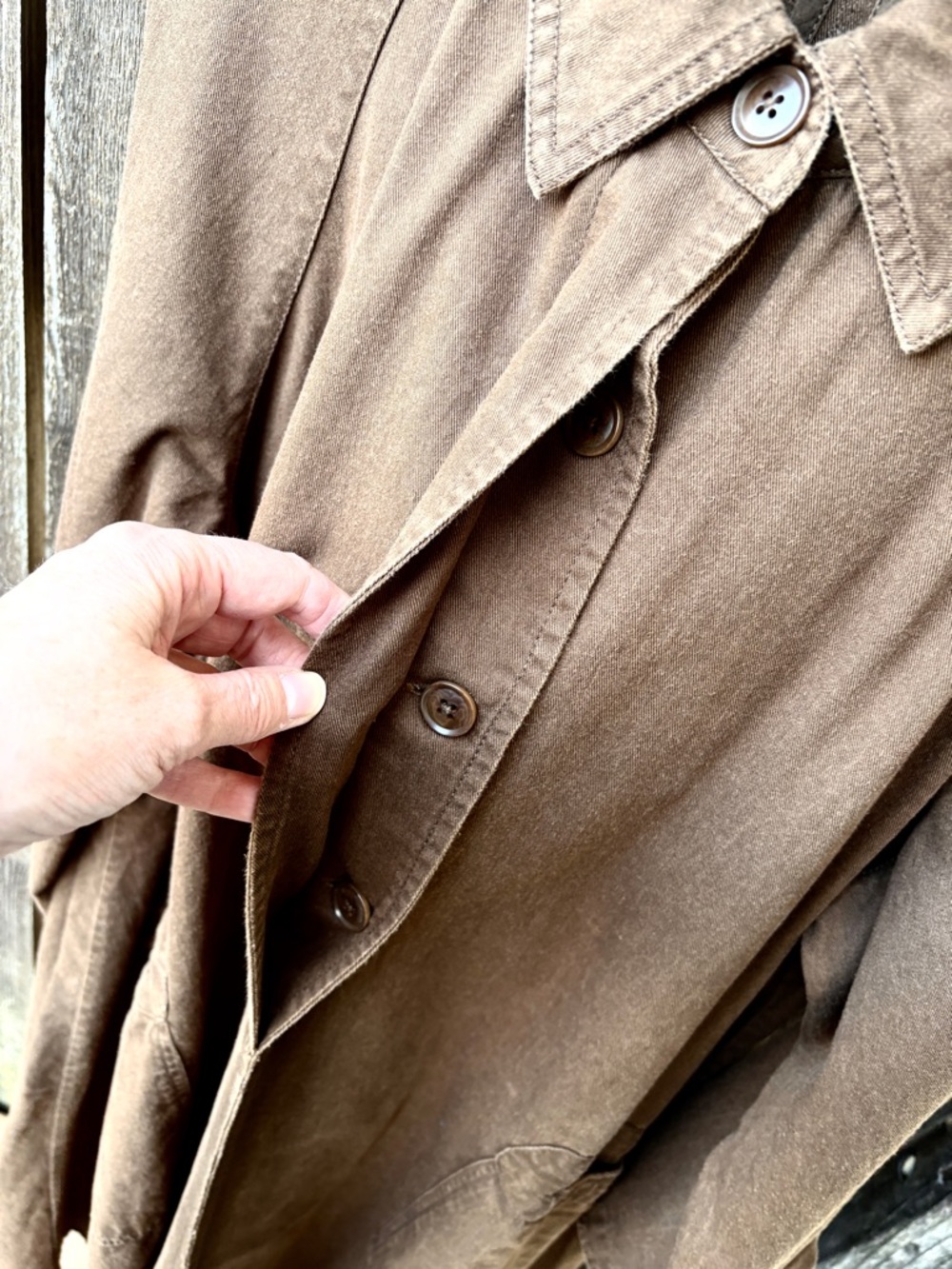 Christy Dawn The Leona Trench In Coffee Brown Organic Cotton Sz XL - Picture 8 of 15